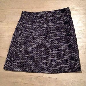 Loft Navy White Tweed mini Skirt with Buttons